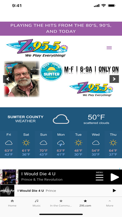 Emulate iPhone app Z 95 (WIBZ FM) using MyAndroid