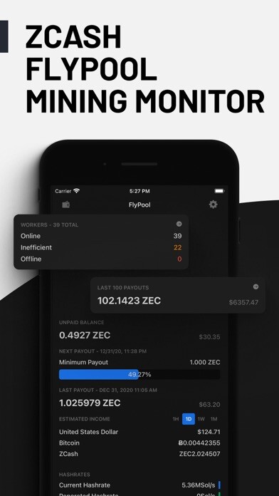 Emulate iPhone app ZCash FlyPool Mining Monitor using MyAndroid