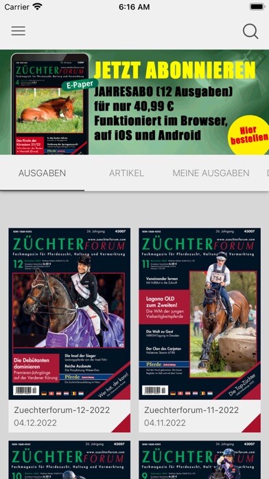 Emulate iPhone app Züchterforum E-Paper using MyAndroid