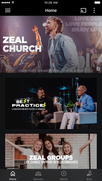 Emulate iPhone app Zeal Church TV using MyAndroid