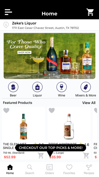 Emulate iPhone app Zeke’s Liquor using MyAndroid