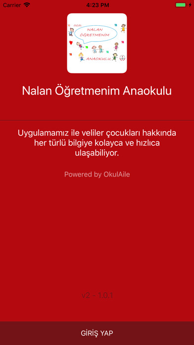 Emulate iPhone app Özel Nalan Öğretmenim Anaokulu using MyAndroid