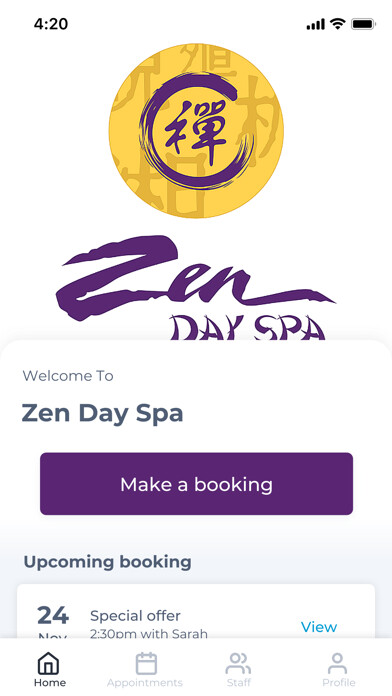 Emulate iPhone app Zen Day Spa using MyAndroid