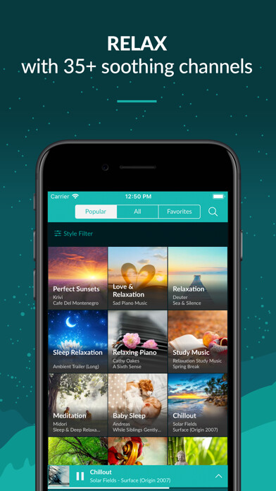 Emulate iPhone app Zen Radio: Calm Relaxing Music using MyAndroid