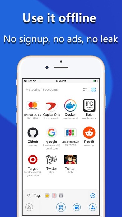 Emulate iPhone app Zero Password Manager using MyAndroid