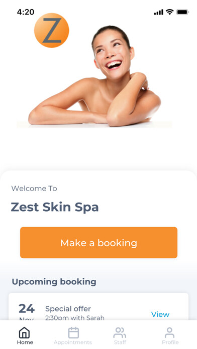 Emulate iPhone app Zest Skin Spa using MyAndroid Emulate iPhone app Zest Skin Spa using MyAndroid