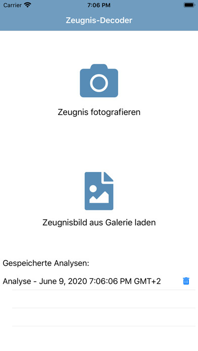 Emulate iPhone app Zeugnis-Decoder using MyAndroid