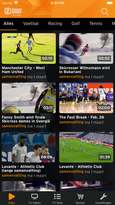 Emulate iPhone app Ziggo Sport Totaal using MyAndroid