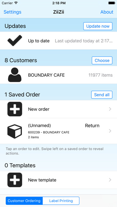 Emulate iPhone app ZiiZii Order Entry using MyAndroid