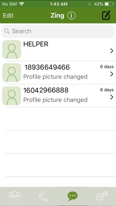 Emulate iPhone app Zing Messenger using MyAndroid