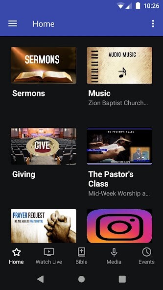 Emulate iPhone app Zion Baptist Church Shreveport using MyAndroid