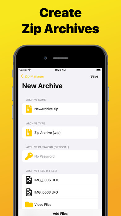 Emulate iPhone app Zip Manager - Unzip & Archive using MyAndroid