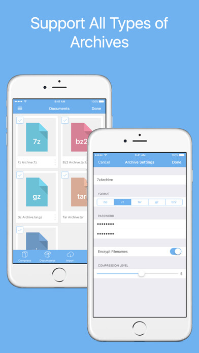 Emulate iPhone app Zip, Rar, 7z Archiver using MyAndroid