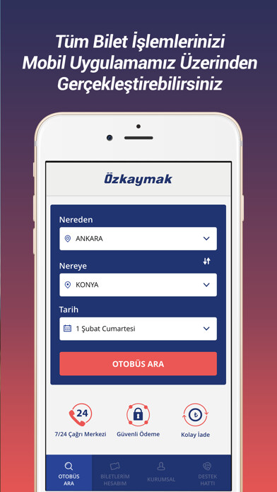 Emulate iPhone app Özkaymak Turizm using MyAndroid