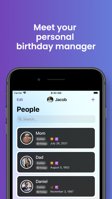 Emulate iPhone app Zodiacally: Birthday Manager using MyAndroid