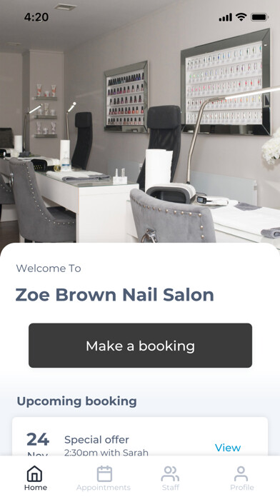 Emulate iPhone app Zoe Brown Nail Salon using MyAndroid