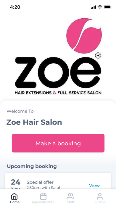 Emulate iPhone app Zoe Hair Salon using MyAndroid Emulate iPhone app Zoe Hair Salon using MyAndroid