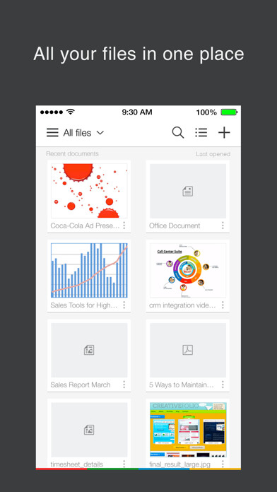 Emulate iPhone app Zoho Docs using MyAndroid