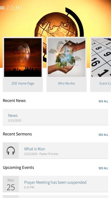 Emulate iPhone app Zoë Outreach Ministries using MyAndroid