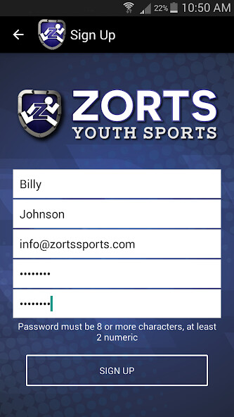 Emulate iPhone app Zorts Sports using MyAndroid