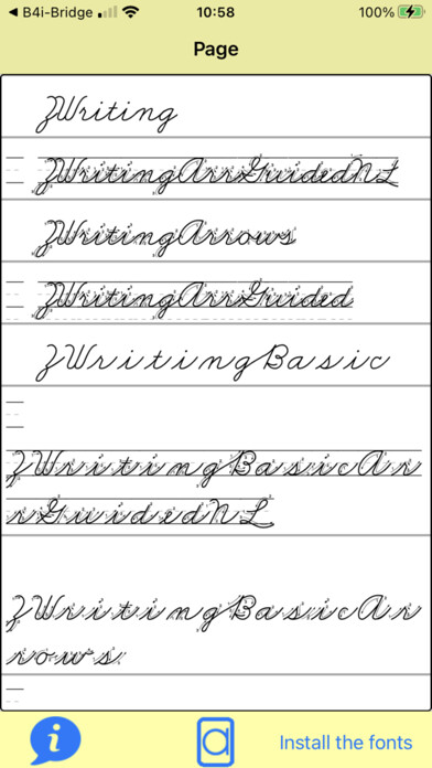 Emulate iPhone app ZWriting Cursive Fonts using MyAndroid Emulate iPhone app ZWriting Cursive Fonts using MyAndroid
